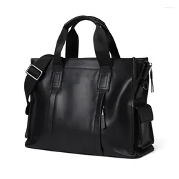 Porte-documents Business Laptop Bag Hommes En Cuir Véritable Bureau Sacs À Main Mâle Voyage Haute Qualité Véritable Vache Messenger Sacs