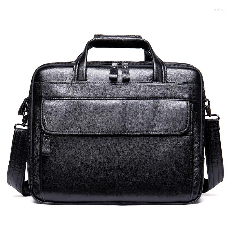 Maletines de negocios para hombre, bolso de mano de cuero de vaca auténtico, maletín para hombre, bolsos de oficina, bolso grande de hombro para ordenador portátil genuino de 15 pulgadas para hombre