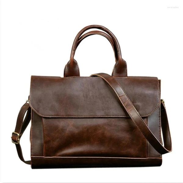 Porte-documents d'affaires pour hommes, mallette en cuir PU pour ordinateur portable, sac à main de marque Vintage, messager de luxe, sacs à main pour ordinateur