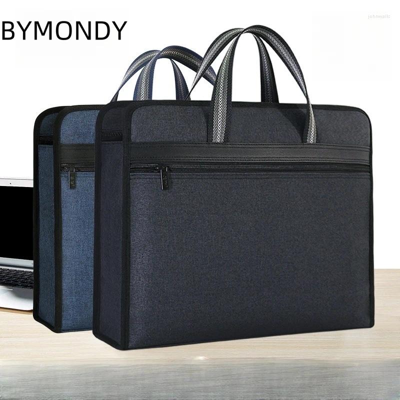 Briefcases BYMONDY Briefcase Casual Business Laptop Bag Canvas Office Designer Handbags For Documents Vintage Book Bags Dress