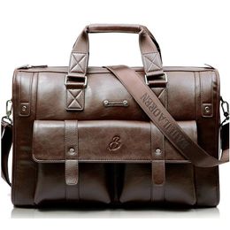 Aktetassen Crossten Leren aktetas met grote capaciteit Zakelijke handtas Messenger Bags Vintage schoudertas Reistas Heren 17 inch laptop 231208