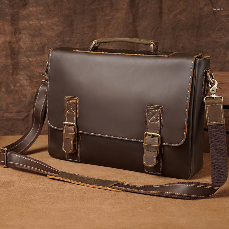 Портфель дизайнер мужской портфель толстая кожа кожаная сумка для ноутбука для деловой сумки поперечного кузова мужское плечо