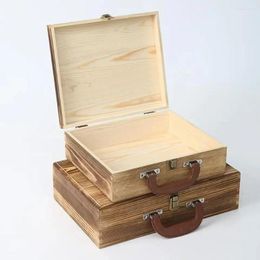 Caselles de travail de bureau en bois massif A4 Tri de document en bois Boîte en bois Portable Case de stockage de rangement