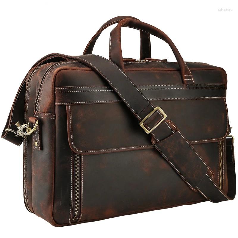 Porte-documents Sac de mallette de direction pour hommes Bureau en cuir de vachette Sacs à main de luxe Designer Business Messenger Ultra-grande capacité