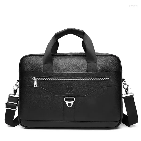 Meridores de la moda de cuero genuino Hard para hombres Bolsos de lujo Bolsos para computadoras portátiles Bolsas de 15,6 pulgadas Bolso de computadora