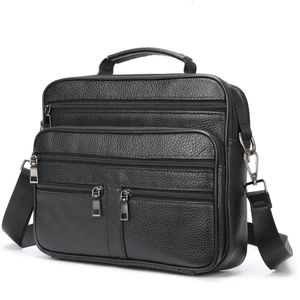 Aktetassen Mode heren Schoudertas Zwart Lederen Handtas voor Mannen Business Office Messenger Bag Mannelijke Crossbody Tas 231026