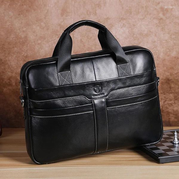 Meridores de maletín de maletín de cuero genuino para el hombre Bolsos de trabajo de la oficina portátiles portátiles de la computadora portátil Messenger Crossbody Crossbody Bolsa de vajilla de vaca