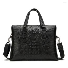 Documents de base en cuir authentique Bolso Hombre Crocodile Business Men Handbag Mobdascase ordinateur ordinateur portable Ordenador