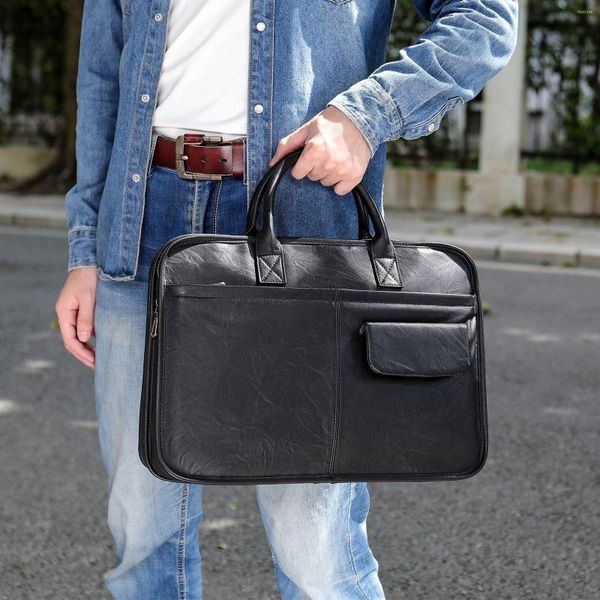 Porte-documents en cuir véritable hommes porte-documents pour ordinateur portable Messenger hommes sac affaires portefeuille Document homme sac à main