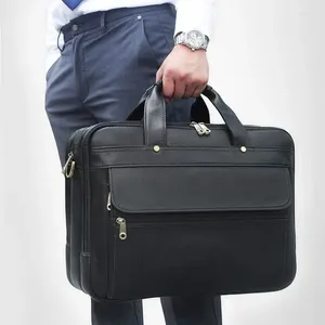 Aktetassen Highend A4 Zwart Koffie Grijs Echt Leer 15,6'' Laptop Office Executive Heren Aktetas Zakelijke Messenger Bag Portfolio M7146