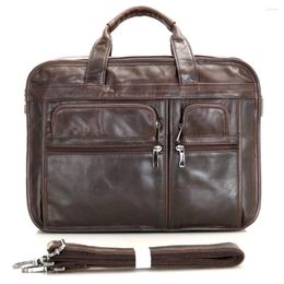 Porte-documents J.M.D en cuir véritable vintage pour homme Chocolat Messenger Bag Porte-documents pour ordinateur portable