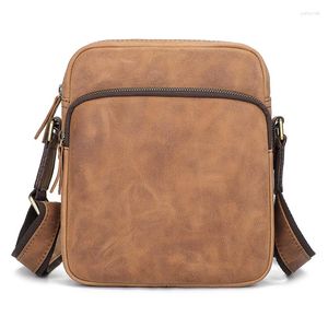 Porte-documents J.M.D Sac pour homme en cuir véritable Messenger Small Over The Shoulder For School A1069