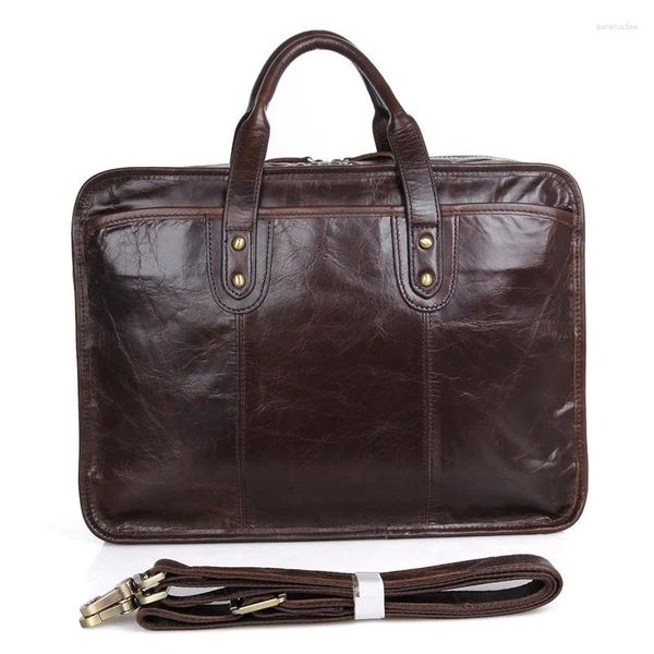 Malformation JMD Vow Cow Leather Men's Men's Men's Mandbag Coffee Habor Sac 7345C