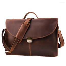 Maletines JOYIR Maletín de oficina de negocios Bolsos Bolso de cuero genuino para computadora portátil Bolsos de trabajo para hombre Paquete de mensajero de hombro para hombre Bloqueo antirrobo