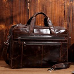 Bijvallen Joyir Men Bag Echte lederen laptopzakken 17 "Messenger voor kantoordocument Toes Business Handtas Male