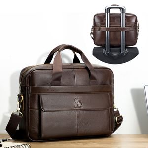 LAOSHIZI sac en cuir pour hommes bureau messager porte-documents homme véritable 156 