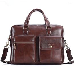 Porte-Documents Porte-Documents En Cuir Pour Homme Fabrication Artisanale Italienne Pleine Fleur Messenger Bag Laptop Marron Foncé - Time Resistance