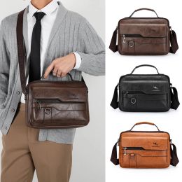 Misportés Sac à main de mallette en cuir pour hommes Cross Messenger Office Business Tote Tote Ipad Square Card Portefeuilles