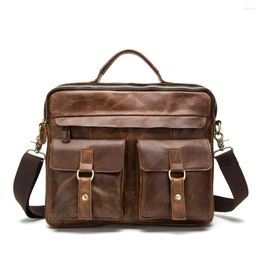 Aktetjes lederen herentas gek paarden retro schoudertop laag messenger handtas 8001