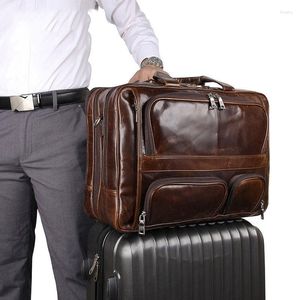 Porte-documents en cuir mallette de voyage hommes sac d'affaires masculin pour ordinateur portable de 17 pouces voyage sur roues