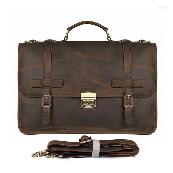 Maletines Luufan Maletín de cuero de estilo británico Exquisito bolso de negocios para hombres Hombre Trabajo Tote Classic Designer Key Lock