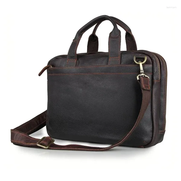 Maletines Luufan Bolso de hombre de cuero de vaca genuino 15 pulgadas Bolsa de computadora portátil con asa superior 7092Q 2023 Estilo de moda de alta calidad