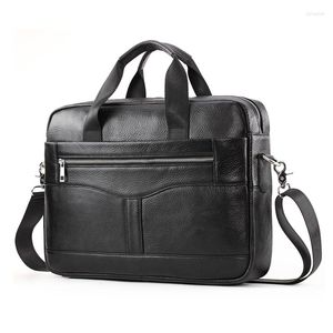 Porte-documents Sacs Bolsas de luxe pour 15,6 pouces Ordinateur portable Porte-documents Vintage Cowhide Mâle Documents de bureau Pochette Voyage Big Sac à main Zipper