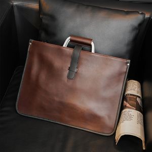 Aktetassen Luxe Bedrijfsaktentas Mannelijke Hoogwaardige Crazy Horse Lederen Crossbody Schoudertas Mannen Laptoptas Man Handtas Aktetassen 230703