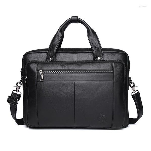 Porte-documents de luxe hommes d'affaires porte-documents en cuir véritable sac à main pour hommes grand 14/15.6/16 pouces sac pour ordinateur portable homme épaule Messenger ordinateur