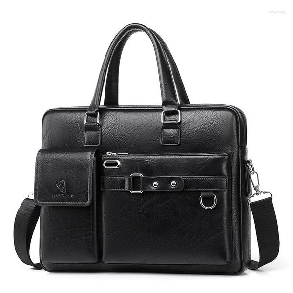 Meridores de maletín de cuero de lujo para hombres Bolsas de moda Diseñador de moda Bolso de la computadora portátil Oficina de trabajo Bag Man Negocio Mango superior