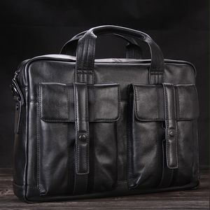 Maletines Hombres de lujo Maletín de cuero genuino Bolso de negocios Bolso de cuero para computadora portátil 15.6 