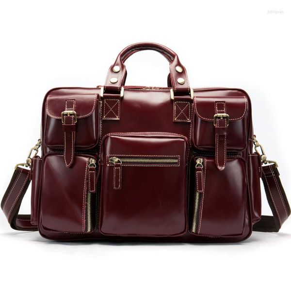 Maletines MAHEU Maletín rojo Cuero Mujer Hombre Bolso de negocios para PC Laptop 15.6 Pulgadas Trabajo Totes Hombre Mujer Commuter Bag Hombre