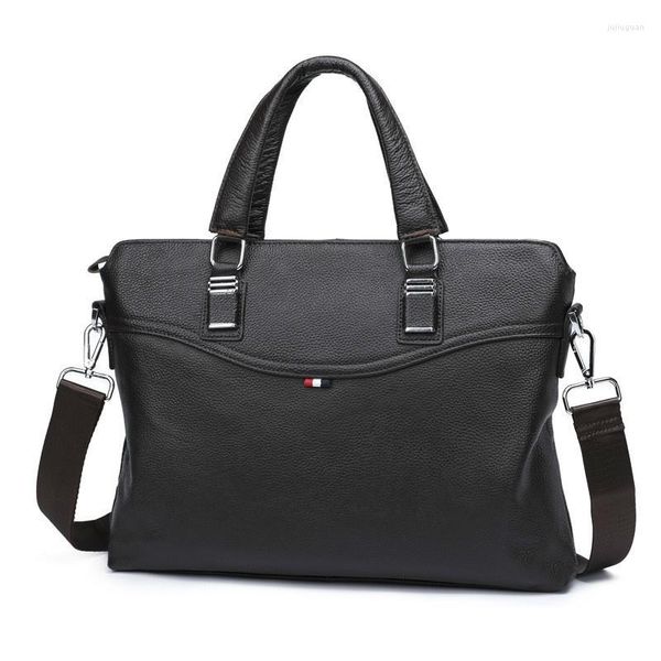 Maletines para hombre, bolso de negocios, bolso de mensajero genuino para ordenador portátil, maletín de cuero de diseñador para hombre, bolso de un solo hombro