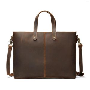 Aktetassen man tote tas retro laptop aktetas echte lederen handtassen kussen dagelijkse werkzakken mannen mannelijk voor documenten