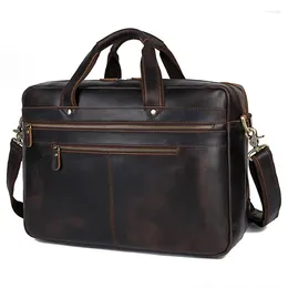 Aktentaschen Herrentasche 17 Zoll Ledertaschen Crazy Horse Laptop 15,6 Zoll Aktentasche Herren Portfolio Business 7389R-1