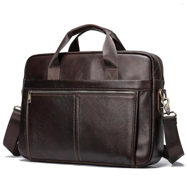 Porte-documents en cuir pour hommes, sacs de luxe de haute qualité, messager d'affaires, sacs à main pour ordinateur portable, sac à documents rétro à bandoulière