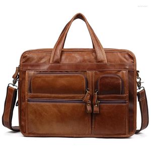 Maletines Maletín de cuero para hombres Bolso para portátil de 15,6 pulgadas Bolso de hombro retro casual Messenger