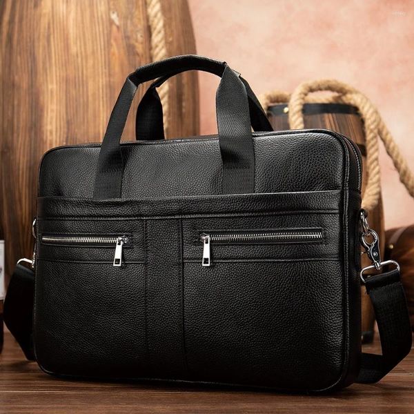 Maletines de cuero para hombres para bolsa para computadora portátil de 14 pulgadas con asa superior Oficina de trabajo para hombres Bolsas para computadora Maletín para hombre