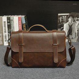 Porte-documents hommes véritable mallette en cuir mâle sacs de messager sac pour ordinateur portable Nen épaule marque bureau Crazy Horse1