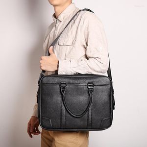 Aktetassen Men Messenger Bag Real Cow Leather Business Office Handtassen grote tas schoudertassen mannelijke 14 inch notebook laptop aktetas