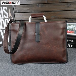 Aktetassen Heren Merk Designer Aktetas Crazy horse PU lederen handtassen Zakelijk kantoor Bestandstas Vintage Messenger Bags Casual werk 230925