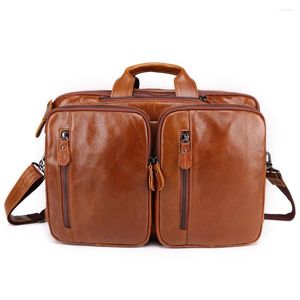 Aktetassen Herenaktentas Lederen Messenger Bag 15,6-inch Laptop Grote capaciteit Schouder 3 Gebruik Multifunctionele handtas Tote