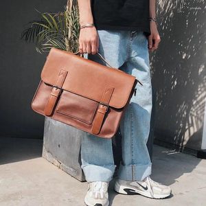 Porte-documents pour hommes mallette d'affaires en cuir sac à main grand Vintage sacs pour ordinateur portable mâle voyage messager luxe Bolsas