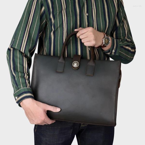 Misportés Mentille en cuir véritable mallette utilisé pour un carnet de 16 pouces sacs de travail à grande capacité Business ordinaire de l'ordinateur portable Sac de messager