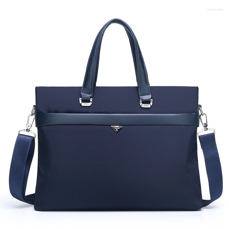 Pasta para bolsas de manobra masculina Bolsa de negócios Bolsa de negócios casual Oxford Canvas Laptop Bags ombro azul preto