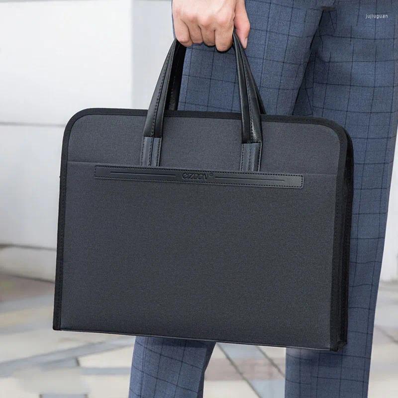 Briefcases Men's Oxford Casual Briefcase Multi-layer A4 Office Zipper Bag Large Capacity Business Male Handbag Conference