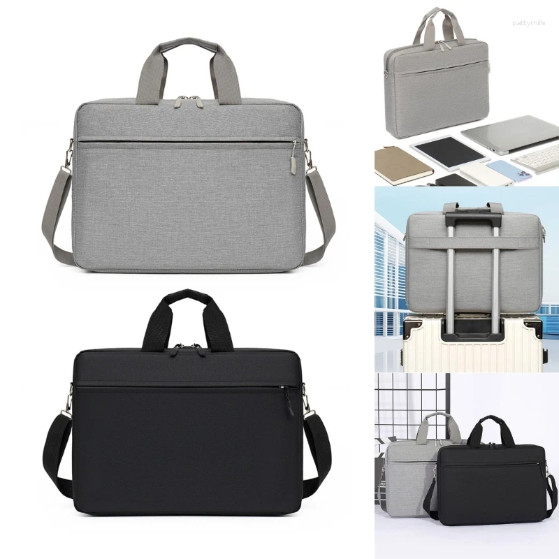 Briefcases Men Women Travel Business Notebook Handbag For 15.6inch Laptop Large Capacity Messenger Bag With Detachable Shoulder Strap