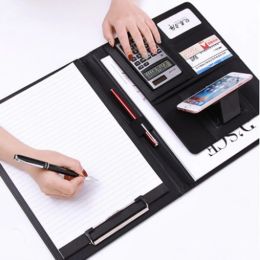 Misportifs Padfolio Multifinection Professional Business Business Zippered Padfolio Document Document Organizer en cuir A4 PU Portefeuille Mémo Pad