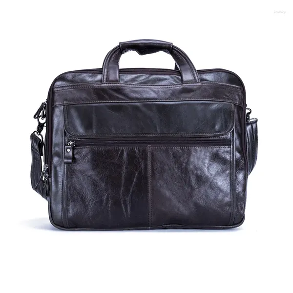 Merrases Nesitu Bolsa de oficina de cuero genuino Bolsas de maletín Messenger Bolsas de viajes de negocios 15.6 '' laptop #M9912