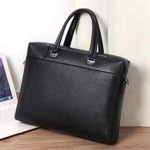 Porte-documents Sacs de bureau pour hommes Porte-documents Business Laptop Bag Véritable Cuir Épaule Ordinateur Sac à main Hommes